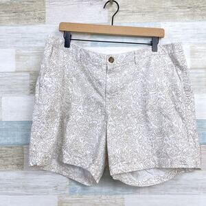 Old Navy Everyday 5" Chino Shorts White Beige Floral High Rise Casual Womens 16